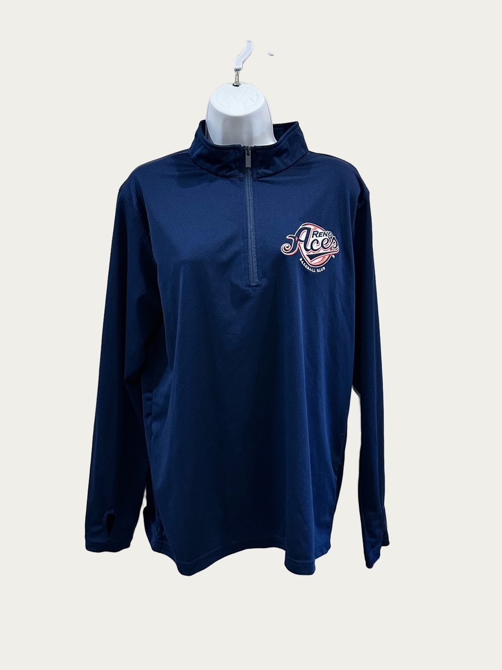 Reno Aces Navy Quarter-Zip Long Sleeve Pullover Medium Unisex